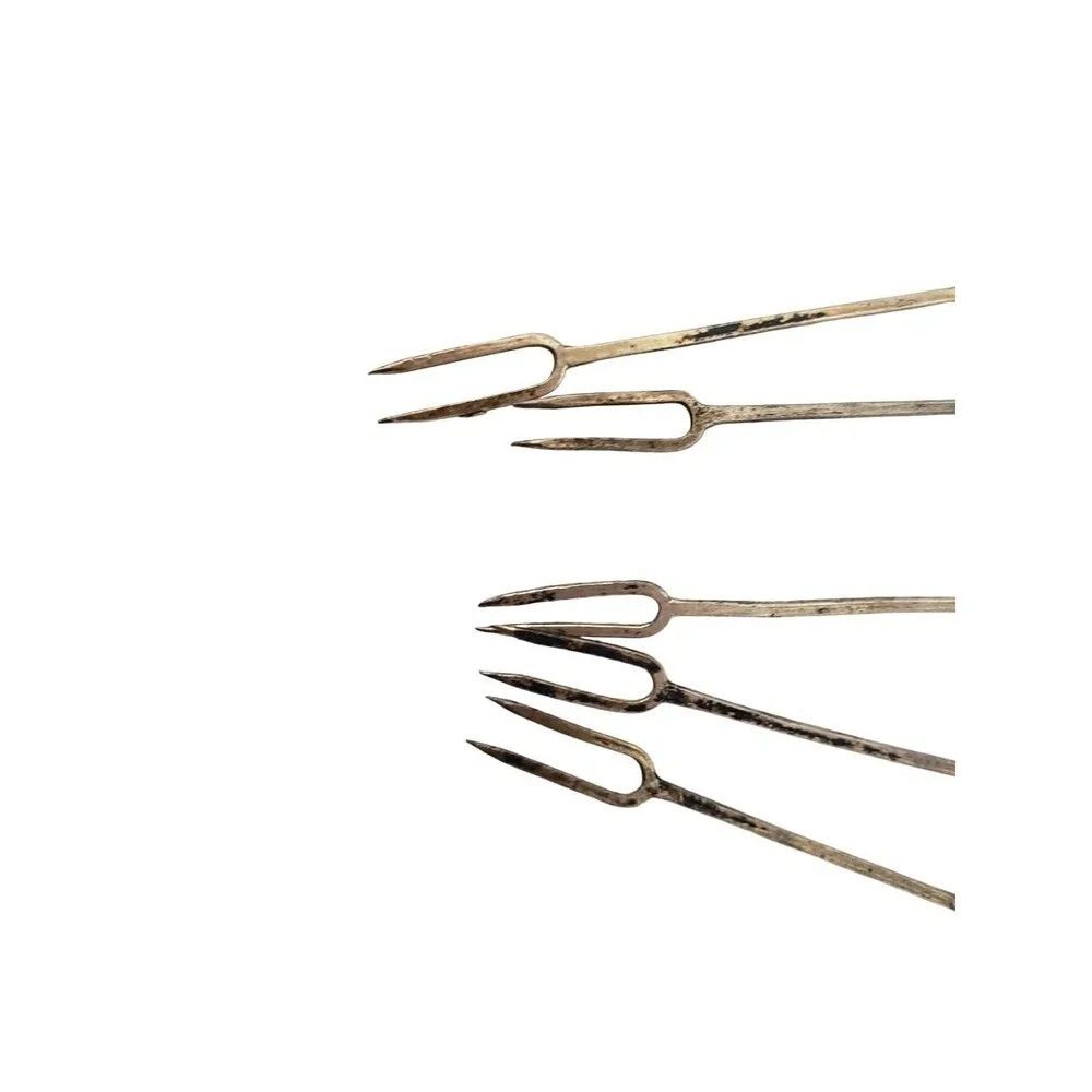 Vintage Alpaca Llama Cocktail Forks, Appetizer Set of 5, 1960s Peru